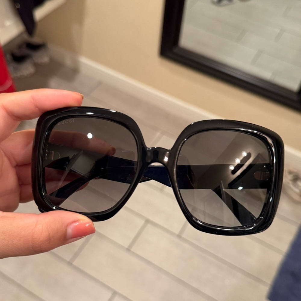Gucci Glossy Black Oversized Square Sunglasses